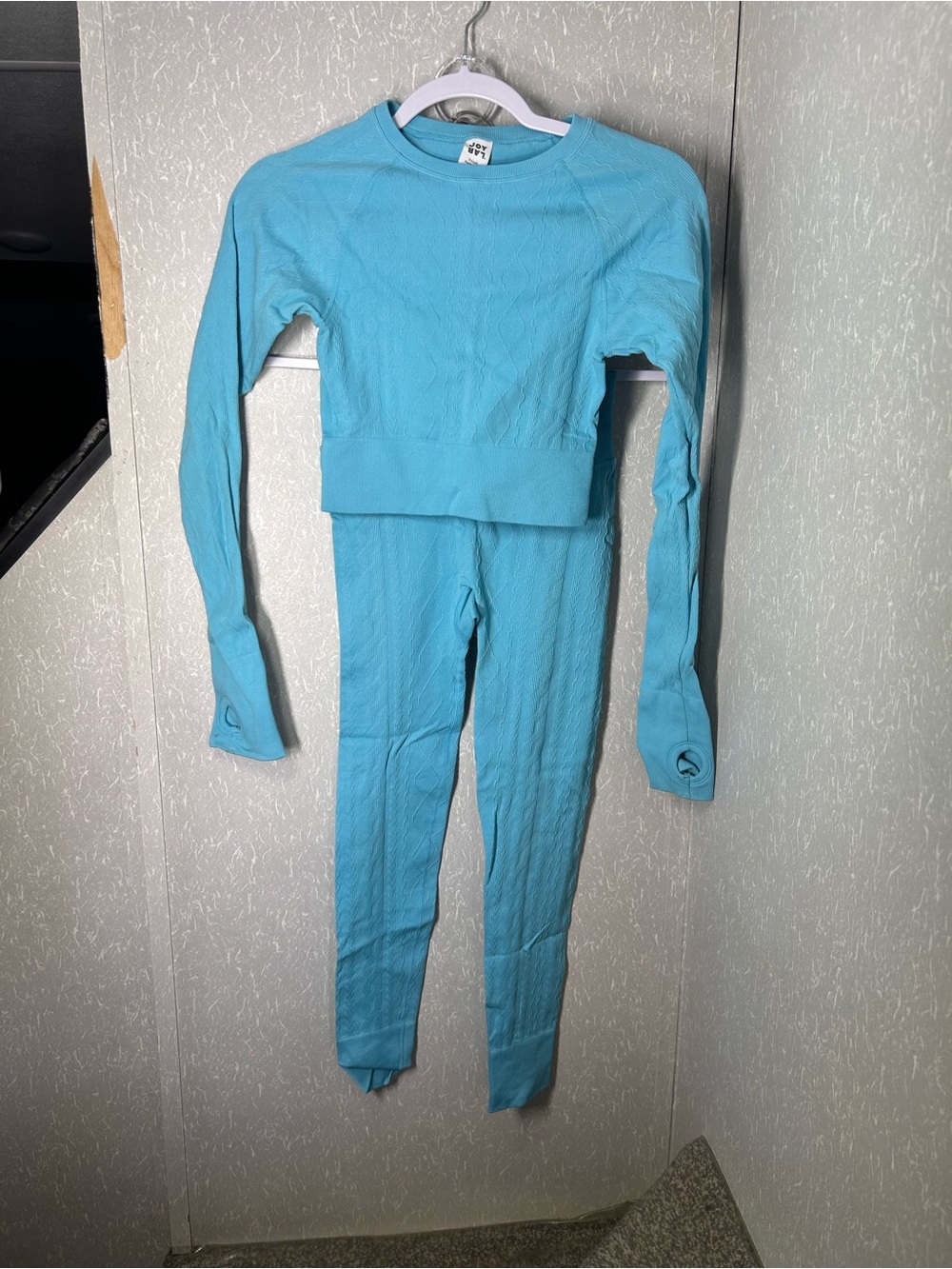 Target joylab long sleeve top legging set xs blue knit looking stretch